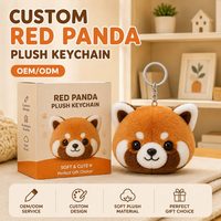 Porte-clés en peluche personnalisé Panda Rouge, mini jouet en peluche, cadeau promotionnel, marionnette mignonne et moelleuse pour la décoration de la maison et les fêtes, faible MOQ, OEM