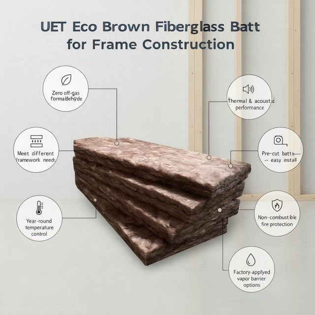 USA Standard ASTM UL R11 R15 R21 R25 R30 Eco Friendly Glass Wool Batt Roof Wall Formaldehyde Free Brown Fiberglass Eco Batt