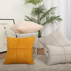 Suede Cross Edge Pillow With Insert European Style Solid Color <b>Cushion</b> For Car Office Home Decor - Product Image 4