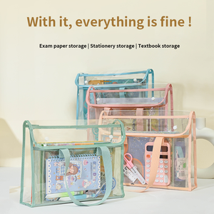 New arrivals không thấm nước PVC tập tin thư mục Túi tote trong suốt túi cho sinh viên với đôi Snap du lịch tài liệu Pouch - Product Image 6