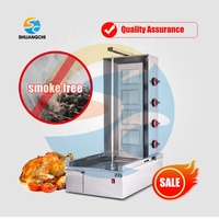 Machine à kebab professionnelle pour usage commercial, quatre brûleurs en céramique durables, moteur rotatif semi-automatique, machine à shawarma