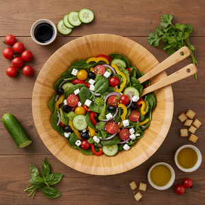 Большая бамбуковая салатница 12 дюймов, бамбуковая сервировочная чаша для фруктовых салатов, модель 2026 года - Product Image 6