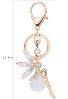 Porte-clés Fille Ange en Cristal, Anneau de Clés en Alliage avec Strass, Thème Dessin Animé Anime, Fermoir Mousqueton, Breloque Décorative pour Sac à Main