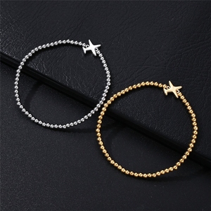 Pulsera Delicada Chapada en Oro de 18K con Dije de Avión Pequeño, Joyería de Viaje, Pulsera Elástica de Acero Inoxidable, Regalo para <span class=keywords><strong>Capitán</strong></span> - Product Image 2