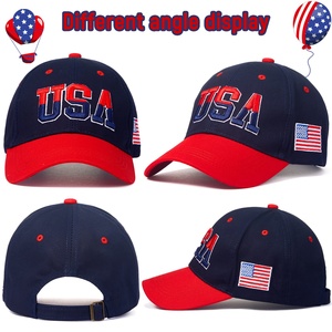 หมวกแก๊ปแฟชั่น USA ปีกโค้ง ปรับขนาดได้ ผ้าฝ้าย หมวกทรง Dad Cap ปักลายธงชาติอเมริกัน สำหรับทุกเพศ - Product Image 4