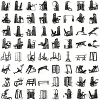 Ensemble complet de machines pour l'entraînement de force : presse pectorale et extensions dorsales (haut et bas) – Équipement de gym professionnel