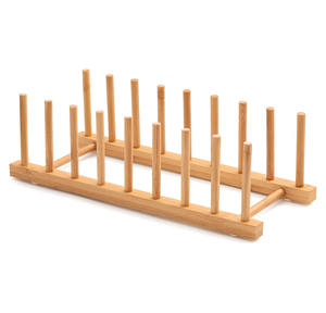 Estante de secado de platos de bambú para mostrador de cocina y gabinete, organizador multiusos para platos, platos, tazas - Product Image 1