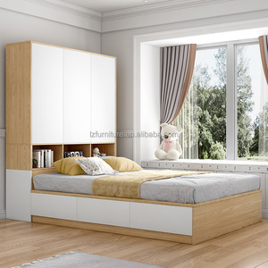 Cheap Studio Apartment Tatami Bedroom <b>Sets</b> Furniture Multifunctional Wooden Storage Bed <b>Desk</b> & Wardrobe for Compact Living Space - Product Image 6