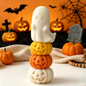 Moule en silicone 3D Halloween (Diable, Citrouille, Fantôme) non toxique et antiadhésif, 18 pièces, avec logo personnalisé pour bougies DIY et décorations de fête à domicile - Product Image 3