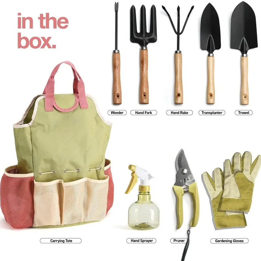 9 Pcs Home Agricultural Trowel Sécateur Tools Small Garden Hand Tools Set With Bag