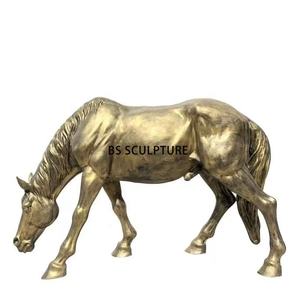 उद्यान रेशा जानवर सुनहरे जीवन का आकार फाइबरग्लास घोड़े की प्रतिमाएं - Product Image 3