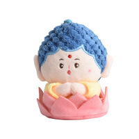 Porte-clés pendentif en peluche courte personnalisable, motif Lotus Petit Bouddha, en coton PP, créations culturelles populaires sur Internet, style Xiaohongshu Claw