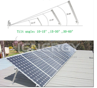 Support de panneau solaire en aluminium réglable, inclinaison de 10 à 60 degrés, pour toits métalliques plats ou balcons muraux