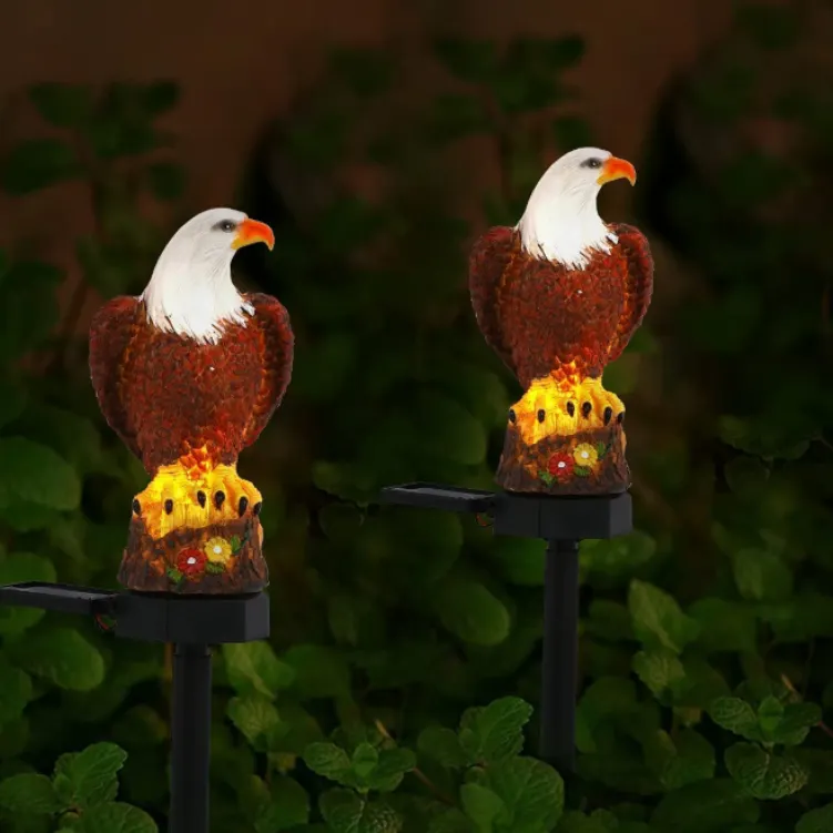 Zonne-Arend Tuinverlichting Zonne-Amerikaanse Zeearend Beeldjes Decoratieve Pad Paal Licht Adelaar Vogel Tuin Gazon Lamp