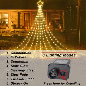 Led Cây giáng sinh Topper Sao đèn trong nhà/ngoài trời Xmas trang trí nội thất với PVC Thác Cổ Tích chuỗi cho các bên Patio trang trí - Product Image 3