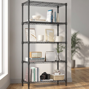 Étagère de rangement en fil métallique noir à 5 niveaux, support de rangement sur pied pour cuisine, balcon, garage - Product Image 5