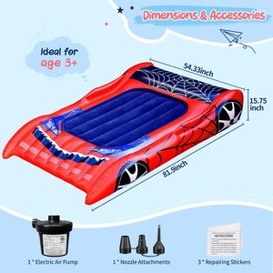 Cama Inflable Infantil con Forma de Auto de Carreras para Niños Pequeños, para Viajes, Campamentos, Casa y Hotel - Product Image 4