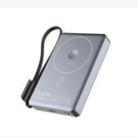 Batterie externe magnétique ultra-mince Li-Polymère 5000/10000mAh avec logo personnalisé, support, affichage LED et charge rapide 15W/22.5W pour mobile