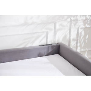 Upholstered Adjustable Daybed with Trundle <b>Queen</b> <b>Size</b> Rosewood Frame Modern Diamond Grid Design for Bedroom - Product Image 5