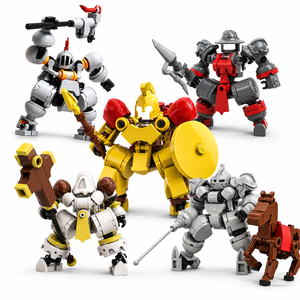 5 Diseños de Bloques de Construcción de Caballeros Medievales Mecha con Caballo, Lanza, Escudo, Martillo y Cañón, Ladrillos de Construcción Coleccionables - Product Image 1