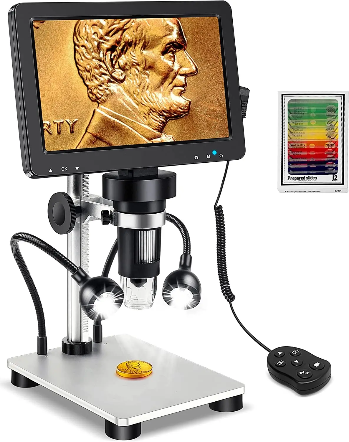 12MP microscopio digitale 7 \ "schermo LCD 1200X 1080P Video LED sorgente luminosa garanzia di 1 anno-per adulti vetrini 12 pezzi filo OEM