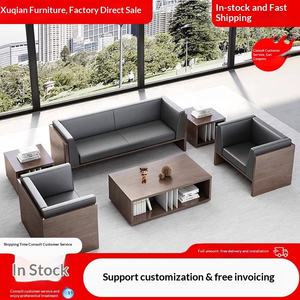 आधुनिक सरल अनुकूलन योग्य चमड़े कार्यालय सोफा व्यवसाय स्वागत और बैठक कार्यालय ग्राहक सोफे सेट के लिए कॉफी टेबल के साथ सेट - Product Image 2