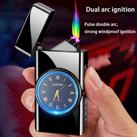 Briquet à arc rechargeable USB DEBANG, coupe-vent, affichage LED, pour cigarettes, cadeau d'affaires, design montre, alliage de zinc, 10 couleurs, boîte cadeau