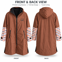 Robe de change imperméable personnalisée pour animaux de compagnie, à manches longues, imprimé chien, coupe-vent, doublure en microfibre, parka de bain
