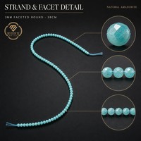 Perles d'Amazonite Naturelle Facettées Rondes de 3 mm, Vente en Gros Directe Usine, Pierres Précieuses Bleues Vertes en Vrac