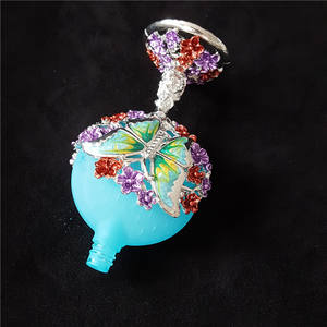 Flacon d'huile essentielle en métal de haute qualité, rond plat, papillon, pied haut, 8 ml, flacon de parfum antique - Product Image 3