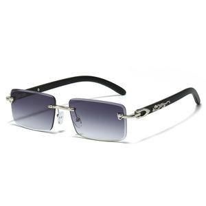 Occhiali da Sole Rettangolari di Design per Uomo e Donna, Senza Montatura, Decorazione Leopardata, Unisex, Stile Retrò, Protezione UV400, Logo Personalizzato OEM - Product Image 3