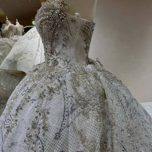 Dw0197 Nouvelle Robe de Mariée <span class=keywords><strong>Empire</strong></span> Florale de Luxe Moderne à Épaules Dénudées avec Traîne Chapelle pour Femme Jancember - Product Image 4