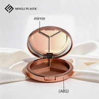 ML PACK Nouvelle boîte compacte de luxe ronde en or rose avec 3 compartiments intérieurs, 15g, vide, pour poudre compacte, emballage de palette de blush, boîte compacte en plastique
