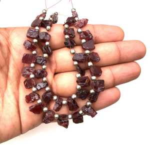 20pcs January Birthstone Beads Side-Drilled Red Garnet Gemstone Natural Raw Uneven Shape for Jewelry Making - Product Image 1