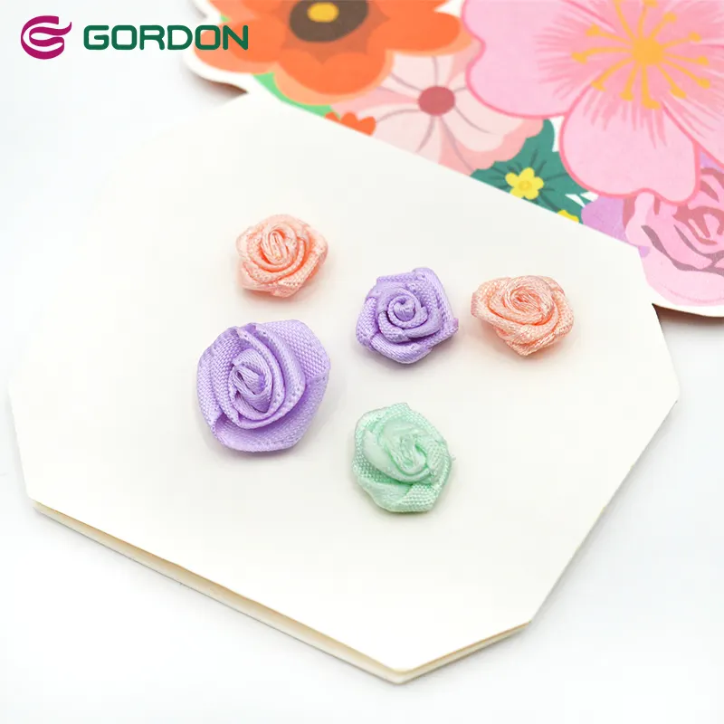 Gordon Ruy Băng Tùy Chỉnh Sexy 1Cm Màu Tím Nhỏ Pre Made Satin Ribbon Cung 1.5Cm Mini Rose Cung Cho Lingene Đồ Lót Áo Ngực Trang Trí