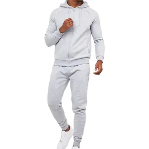 Wholesale Free Size Soft Cotton Zip UP Jacket Sweatpants Set Custom High Quality Solid Color Men Jogger Sport Tracksuit