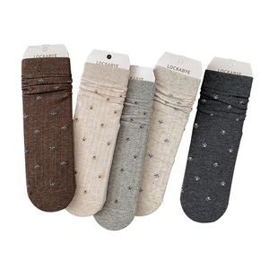 <span class=keywords><strong>Chaussettes</strong></span> mi-mollet amples en coton pour femmes automne et hiver-Floral délicat, français élégant, ambiance princesse, bout sans couture - Product Image 1