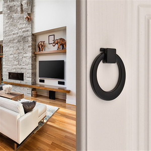 Minimalist Round Hanging Handle Zinc Alloy Wardrobe Drawer Ring <b>Black</b> Gold Chrome Brushed Durable - Product Image 3