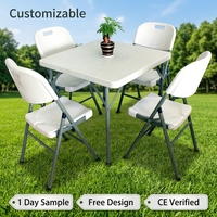Meubles pour espaces publics, usine certifiée ISO, table et chaises pliantes robustes blanches pour événements en plein air