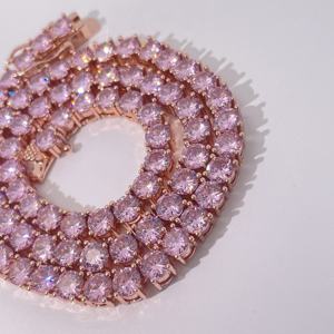 Tianyu Gems tennis <b>chain</b> <b>necklace</b> <b>rose</b> <b>gold</b>-plated and inlaid with large cubic zircon trendy hip-hop jewelry - Product Image 3