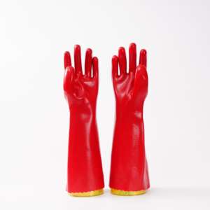 27 см 30 см 35 см 45 см защитные рабочие перчатки химические маслостойкие полностью резиновые Длинные рукава водонепроницаемые красные перчатки из ПВХ - Product Image 6