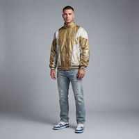 Blouson Bomber en Toile pour Homme OEM ODM, Col Montant, Respirant, Blocs de Couleurs, Léger, Zippé, Matelassé, Style Décontracté Streetwear, Veste Universitaire
