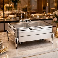 Plat de service Liyunda en acier inoxydable, luxe noir, avec couvercle hydraulique, grande capacité, pour traiteur