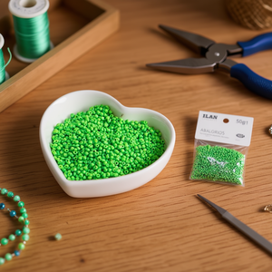 Perline Ilan Abalorios verdi da 2 mm, 50 g, per la creazione di gioielli - Product Image 3