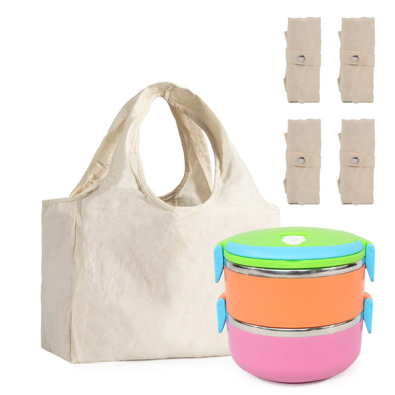 Хлопковая Складная Экологически чистая холщовая многоразовая женская сумка-тоут для ланча из переработанного материала