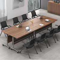 Table de conférence moderne de luxe en bois avec roulettes, pliable et rotative, idéale pour la formation et l'apprentissage en bureau (vente en gros)