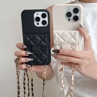 Étui de luxe pour téléphone à bandoulière avec chaîne, en cuir PU, portefeuille pour iPhone 17 16 15 14 13 12 Pro Max Plus
