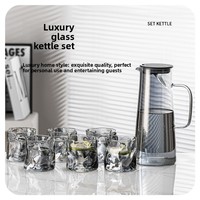 Ensemble de carafes à eau froide en verre résistant aux hautes températures - Design minimaliste moderne pour usage domestique, six pièces