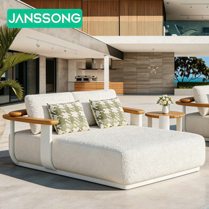 Chaise longue double <span class=keywords><strong>de</strong></span> luxe pour extérieur, mobilier <span class=keywords><strong>de</strong></span> <span class=keywords><strong>jardin</strong></span> en <span class=keywords><strong>aluminium</strong></span> pour hôtel, villa, resort et patio - Product Image 2