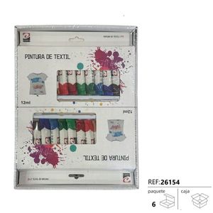 Pintura De Textil 12ml Set 6 Colores Para Ropa Y Telas - Product Image 1